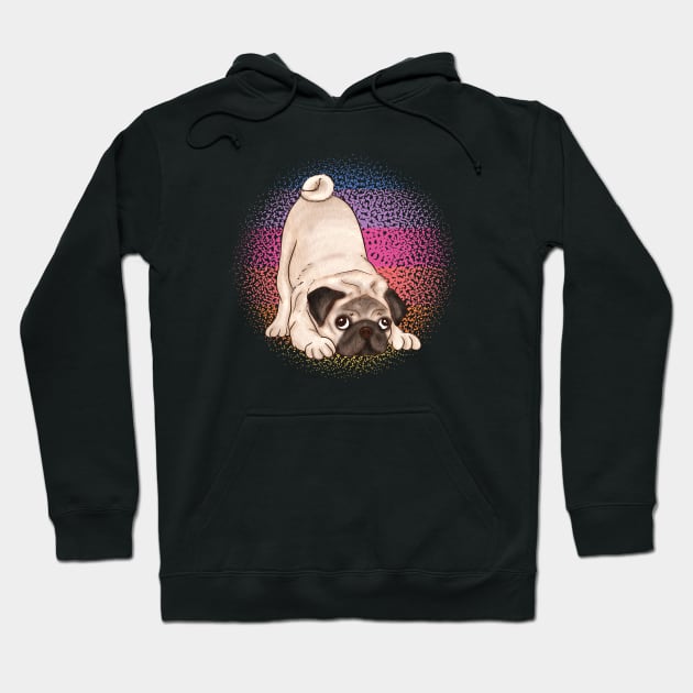 Pug Christmas Hoodie by HobbyAndArt